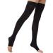 PEDIMEND Open Toe Thigh High Compression Stockings (2PAIR - 4PCS) | Gradient Compression with Silicone Band | Reduce Varicose Veins Promote Blood Circulation | UNISEX | Foot Care 2 Count (Pack of 1) Black