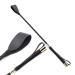 TWGJM 12 Inch Horse Whip, Genuine Leather Riding Crop for Equestrian Training, Black Riding Whip Jump Bat with Double Slapper