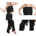 Girls 2 Piece Latin Ballroom Dance Costume Set - Black Tassel Camisole Fringe Pants - Modern Salsa Dancewear (7-8 Years) - Buy Online on GoSupps.com