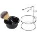 Premium Stainless Steel Razor Holder & Men's Shaving Brush Set | 4-Part Beard Stand & Stylish Bowl - 8.7x12cm Silver - Buy Online on GoSupps.com
