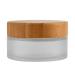 1PC 100ml/3.5oz Empty Frosted Glass Cream Jar with Wood Grain Lid Refillable Travel Makeup Cosmetic Face Lotion Cream Emulsion Container Bottle Storage Pot with Inner Linner