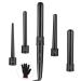 Lanboo Curling Iron Set 5 in 1 Curling Iron Curl Wand Set Barrel Produces Loose Curls with 5 Interchangeable Ceramic Barrels Fast Heating Hair Curler Kit with Protective Glove Black