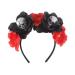 Nv Wang Halloween Headband Gothic Ladies Rose Flower Hairband Halloween Skull Headpiece Fancy Dress Hair Accessory Party Headband