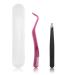 Lash Applicator Tool 2 Pcs Lash Tweezers Stainless Steel Cluster Lash Tweezers Curved With Eyebrow Tweezers For Women DIY Eyelash Extensions Applicator Set for False Eyelash Tweezers By FADVAN (2 pcs) Pink