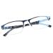 FONHCOO Reading Glasses for Women Men Blue Light Blocking Reading Glasses Metal Half Frame Computer Readers Anti UV/Glare/Eyestrain Blue 0.0 x