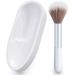 French Tip Dip Nail Powder Tray System with Dust Cleaning Brush Unibouti Easy Short Extended Nails Smile Line Mold Nail Art Accessories Manicure Tool ABS Unbending White A-White+Brush