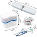 Denture Bath Case with Cleaner Brush and Cup - Blue | Travel-Friendly Retainer Holder and Container - Buy Online on GoSupps.com