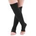 Medical knee-high calf compression stockings with an open toe area for women and men fixed 20-30 mmHg dented sockets for varicose veins edema flight (black)