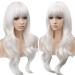 YEESHEDO 28 Long Wavy Curly White Wig with Fringe | Heat Resistant Synthetic Hair for Women - Perfect for Halloween, Cosplay, Anime & Snow White Costumes - Buy Online on GoSupps.com