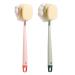 Yiesoum Body Shower Brush with Bristles and Loofah Back Scrubber Bath Mesh Sponge with Long Handle for Skin Exfoliating Bath  Massage Bristles Suitable for Wet or Dry  Men and Women (Pink & Green)
