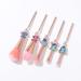 Interstellar Baby Makeup Brushes Set - 5Pcs Creative Stitch Theme Cosmetic Brushes Set, Premium Synthetic Foundation Eyeshades Brush Set Best Gift for Young Girl Women (Pink B)