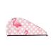 Microfiber Hair Drying Cap Cute Flamingo with Heart Hair Towel Cap Soft Absorbent Hair Towel Towel Wrap with Button Quick Dry Fast Drying Hair Capsfor Curly Long & Thick Hair