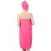 Queena Women Microfiber Bath Towel Wrap & Hair Turban - Adjustable Spa Shower Cover Up in Pink | Premium Quality & Fast International Shipping - Buy Online on GoSupps.com