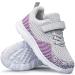 MURDESOT Kids Shoes Toddler Boys Girls Athletic Running Sports Strap Sneakers for Toddler/Little Kid/Big Kid 8 Toddler Grey&purple