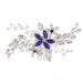 Pearl Hair Clip Bridal Hair Accessories Bridal Sapphire Crystal Hair Comb Pearl Blue Crystal Leaf Marquise Hair Piece Prom Party Festival Wedding Hair Accessories (Silver)