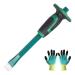 Heavy Duty Mason Chisel with Hand Guard  Flat End Chisels Demolishing/Masonry/Carving/Concrete Breaker Chisels with Bi-Material Hand Guard+ A pair of gloves Green-2