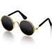 Dog Sunglasses Retro Pet Glasses Doll Glasses Classic Round Dog Glasses Metal Cat Puppy Eye Wear Hippie Costumes for Cats and Dogs, Photos Props Cosplay Party Costume Accessories, Black