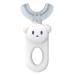 Kids U-Shaped Toothbrush - Cartoon Bear Shape - Food Grade Soft Silicone Brush Head 360 Oral Teeth Cleaning Design for Toddlers and Children White