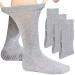 FITEXTREME MORESTEP Diabetic Socks for Mens Womens Non-Binding Top  Anti-Slip Grips  Cushioned Sole  Crew Socks 3 Pairs Grey