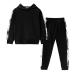 Girl's Sweatsuit Pullover Hooded Sweatshirt and Sweatpants Sets 2 Piece Jogger Outfits Black 110