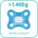 MAM Comfort Schnuller Set of 2 - 100% Silicone Pacifiers for Newborns (0-2 Months) - Soft Skin Part & Pacifier Box - Blue/Turquoise - Buy Online on GoSupps.com