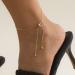 Xerling Simple Boho Gold Silver Ankle Bracelets Pull-Out Adjustable Slider Foot Chain Anklets for Women Statement Minimalist Foot Jewelry Barefoot (Gold)