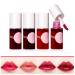 4 Colors Lip Tint Stain Set Velvet Lip Tint Watery Lip Stain Moisturizing Waterproof Long Wear Lipstick Set Natural Matte Lip Tint Stain Lip Color Makeup (#1 SET)