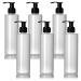 6 Pack 8 Oz Plastic Pump Dispenser Bottles for Lotion, Massage Oil, Shampoo and More! - Refillable, BPA Free Clear / Frosted Empty 8oz Containers - Fit Into Holsters, Bulk