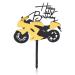 Rumyve Creative Cake Topper - Acrylic Black and Gold Motorcycle Racing Birthday Cake Decoration for Boys (Motorcycle)
