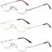 Hubeye 3 Pairs Half Moon Reading Glasses - Slim Metal Frame - 2.0 Dioptres - Purple/Gold/Silver - Buy Online on GoSupps.com