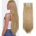 Clip-In Extensions Like Real Hair 6 Pieces 61 cm Hair Extensions with Clips 6 Wefts 16 Clips for Complete Hair Extensions Straight Hair Extensions for Women (27/613)