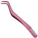 Miuffue Eyelash Applicator Tool with Comb  Stainless Steel DIY Lash Applicator  Curved Eyelash Tweezers for Strip Lashes  Pink Pink (Upgraded Applicator)