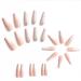 Bufenia Long Ballerina Artificial Fingernails - French Color Gradient Marble Design Shiny Orange Coffin Press-On Nails for Women & Girls 24 Pieces - Buy Online on GoSupps.com