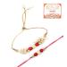 Ghasitaram Gifts Rakhis Online - Rakhi for Brother-RT-Red Pearl Bhaiya Bhabhi Rakhi with 400 GMS of Kaju katli Rakhi Set with 400 gms of Kaju katli