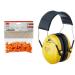 3M hearing protection plug 1100 with soft foam for high hearing protection (SNR: 37 dB) 30 pairs & 3m Peltor Optimical I capsule listening H510A with soft upholstery SNR: 27 dB yellow 1- Pack 31-part set 30 pair (60 pairsPiece) bundle with capsulehear pro