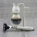 3 Pc Men's Shaving Kit | 3 Edge Razor Synthetic Badger Hair Brush & Stand | Perfect Gift for Men - Buy Online on GoSupps.com