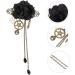 Steampunk Hair Clips with Tassels Chain Rose Flower Hair Clip Vintage Halloween Headdress Goth Gothic Hair Accessories for Women Girls Black Halloween - Buy Online on GoSupps.com