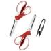 Pinking Shears Set (Pack of 2 PCS Serrated & Scalloped Edges) by Chooling - Zig Zag Scissor for Fabric Leather - Wave Fabric Scissor - Dressmaking Sewing Dog/Triangle Teeth Tailor Scissors CL-030-G Red
