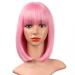 AISI BEAUTY 12 Inch Pink Bob Wig with Bangs - Short Straight Synthetic Cosplay Party Wig for Women - Buy Online on GoSupps.com