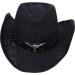 Simplicity New Western Style Classic Cowboy Straw Hat Black Bull Band