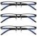 Anourney 3-Pack Reading Glasses for Men Lightweight Metal Half Frame Blue Light Blocking Computer Readers Filter UV Ray/Computer Glare with Spring Hinge Eyeglasses(3PCS Black +2.5) 3 Pack(black) 2.5 x