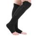 Brrnoo 1 pair of compression stockings unisex medical seamless non-slip knee hollow socks leg-shaped stockings for the sports prevention of bumping varicose veins (L/XL-Schwarz)