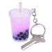 Boba Tea Keychain Pink Orange and Brown 6.35 cm x 3.81 cm x 3.81 cm
