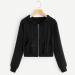Angxwian Women's Zip Up Hoodie - Casual Long Sleeve Cropped Sweatshirt with Pockets - Black/White - Size Large - Buy Online on GoSupps.com