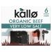 Kallo Foods Organic Very Low Salt 6 Beef Stock Cubes 48g Low Salt Beef