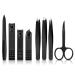 8Pcs Nail Clippers Set With Precision Tweezers Fingernail and Toenail Clippers for Thick Nail Professional Stainless Steel Best Precision Tweezers for Eyebrows Eyelashes Extensions (Black-8Pcs)