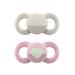 DentiStar Day & Night Schnuller 2-Set-Size 1 for 0-6 months-Dental and jaw-friendly silicone pacifier-with light sneaker for the night-Beige & Rosa with heart motif-Made in Germany Beige & Rosa with heart 1 (0-6 months)