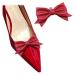 Tsangbaby 2 pieces leather loop shoe clips Multi -color shoe decoration removable women shoe buckle for women high heel diy accessories red with tail