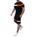 Wabtum Mens Sport Set Summer Outfit, Men's Fashion Short Sleeve T Shirt and Shorts Set Summer 2 Piece Outfit Athletic Suits Black Large