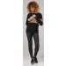 Happy Mama Maternity Cotton Sweatshirt Breastfeeding Access 1292- Black & Anaconda Print - Buy Online on GoSupps.com
